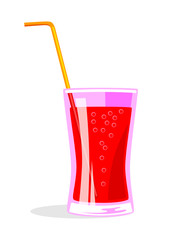 Red drink on white background