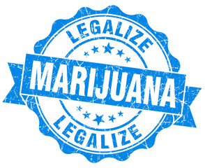 legalize marijuana blue grunge seal isolated on white