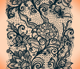 Abstract lace ribbon vertical seamless pattern.