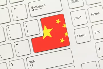 Foto op Plexiglas White conceptual keyboard - China (key with flag) © ArtemSam