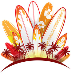 surfboard set  background isolated on white