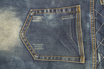 Jeans are beautifully detailed blue, dark blue and black