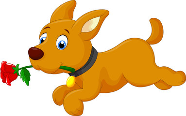 illustration of cute dog with rose