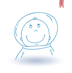 Space boy, hand drawn vector illustration.