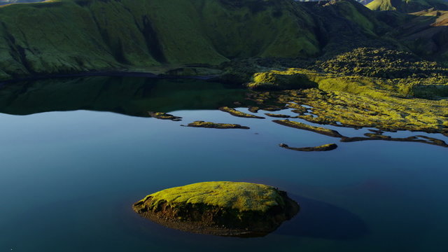 Aerial glacial meltwater lake volcanic region mountain landscape Iceland 