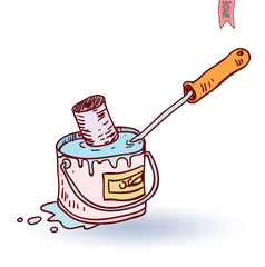 Paint roller icon, vector illustration