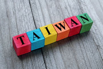 word Taiwan on colorful wooden cubes