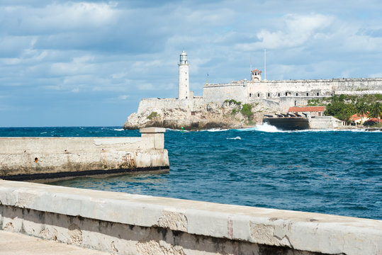 The castle of El Morro and Malecon wall in Havana