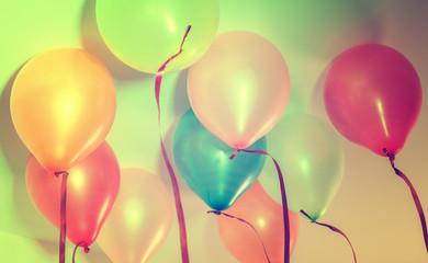 Close up of colorful balloons - retro look