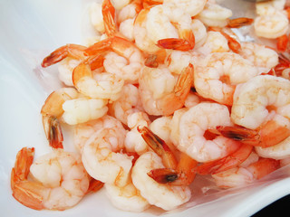 closedup unshelled shrimp for cocktail