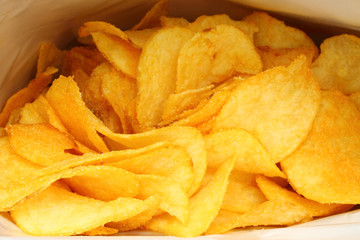 Potato chips in packing close-up.