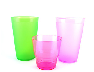 Green and pink cups