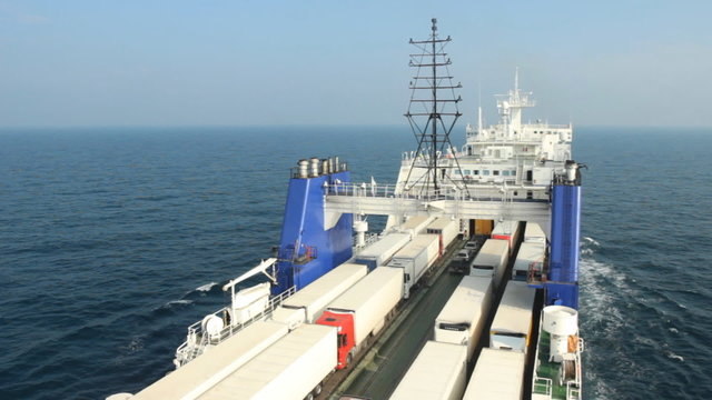 sea ​​ferry transports trucks