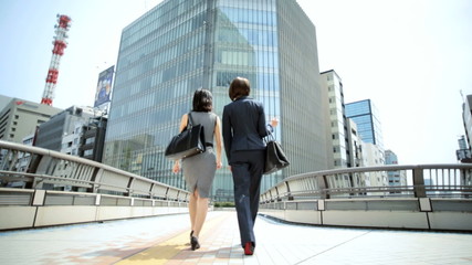 Asian Japanese Females Outdoors Business Successful Financial Career