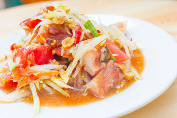 Papaya salad roasted pork