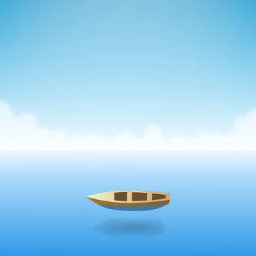Empty boat in the ocean.