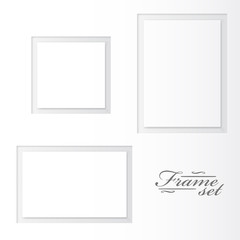 Unusual blank frames set on white background