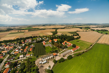 Fototapeta premium aerial view of Piotrowice Nyskie village near Otmuchow town in