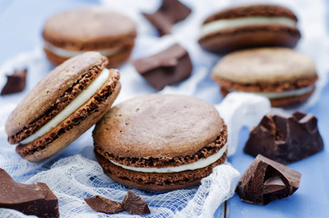 chocolate macaron with cream cheese