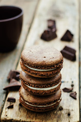 chocolate macaron with cream cheese