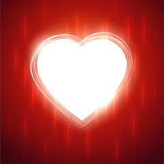 White glowing heart shape on red stylish background.