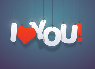 I love you text with hearts