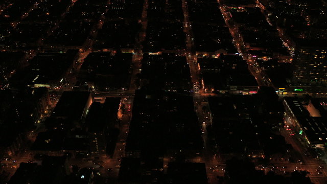 Aerial illuminated cityscape view, San Francisco, USA