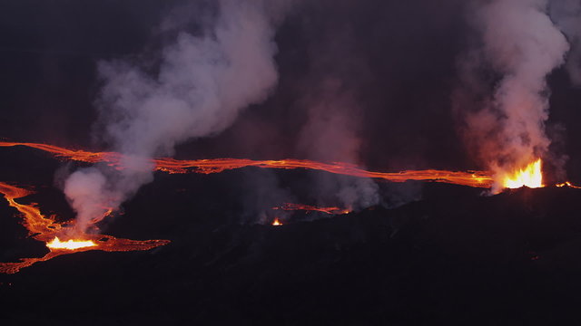 Aerial Volcanic Molten Lava Holuhraun Barren Landscape Bardarbunga Iceland 