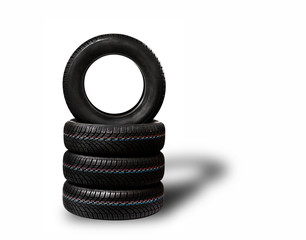 Car tires. Winter wheel profile structure on white background © petrsalinger