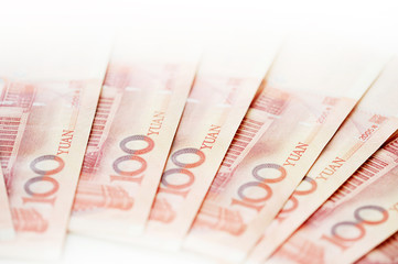 Yuan notes from China's currency. Chinese banknotes