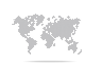 Dot  world map isolated on the white background