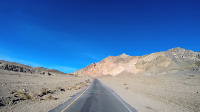 POV Death Valley desert driving California extreme terrain Mojave Desert USA