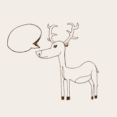 Vector Hand Drawn Stag with Message Bubble