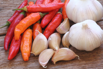 Red hot chili peppers and garlic