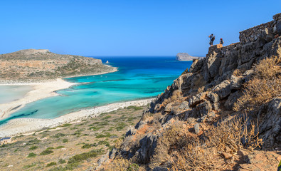 View on beautiful Balos beach on Crete island