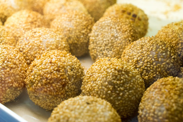 Japanese style sesame mochi round ball