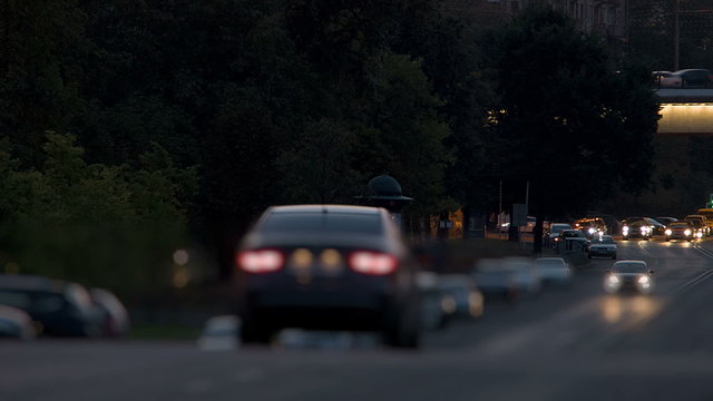 The flow of cars on the road, timelapse