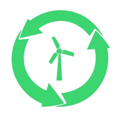 Éolienne dans un symbole recyclage