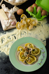Pasta of the Italian semolina flour - Tortellini