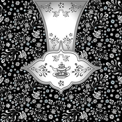 Background  with  seamless pattern in doodle style for Tea