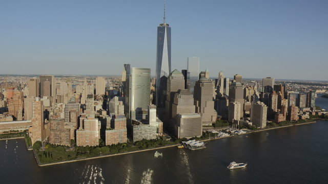 Aerial Manhattan World Trade Centre Skyscrapers New York USA