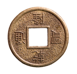 Feng shui coin isolated on white