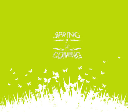 Green spring with coming soon floral