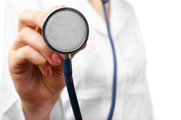 Close-up of doctor hand with stethoscope