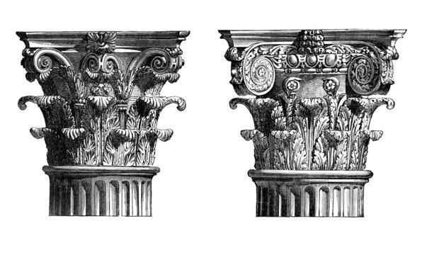 Victorian engraving of Corinthian column capitals