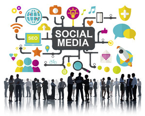 Obraz premium Social Media Social Networking Connection Global Concept