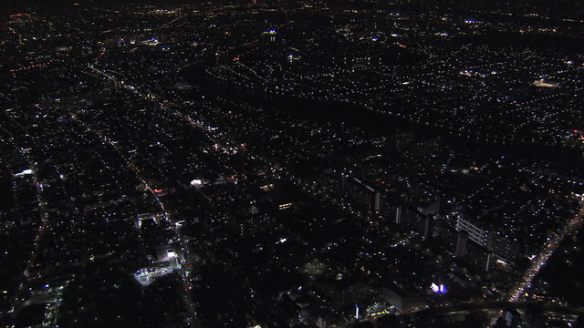 Aerial Metropolis Tokyo illuminated suburban Urban city transportation Japan 