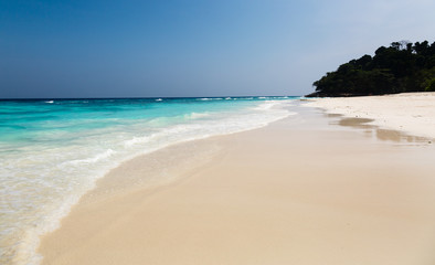 Landscape on a sandy beach the island of Tachai in Thailand
