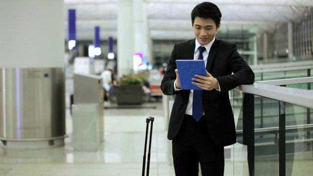City Airport Departure Asian Chinese Finance Male Wireless Tablet  