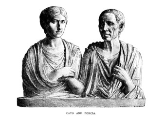 Fototapeta na wymiar Victorian engraving of Cato and Porcia